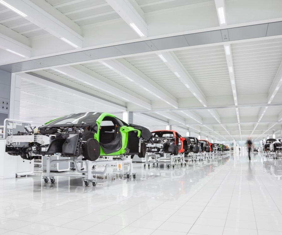 McLaren assembly line in Woking, Surrey
